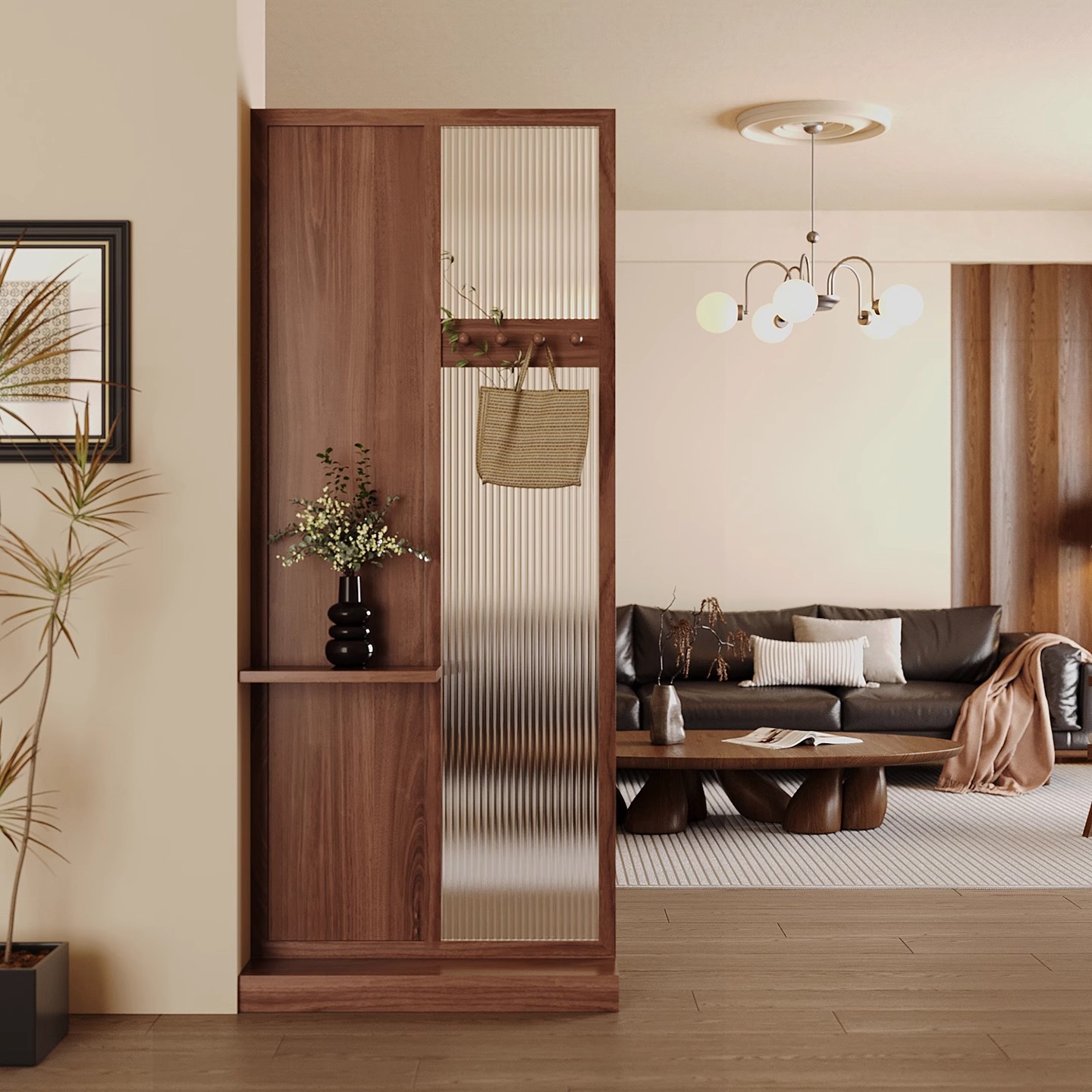Shoji Screen Divider - Chinese Solid Wood Entrance Entrance Is
