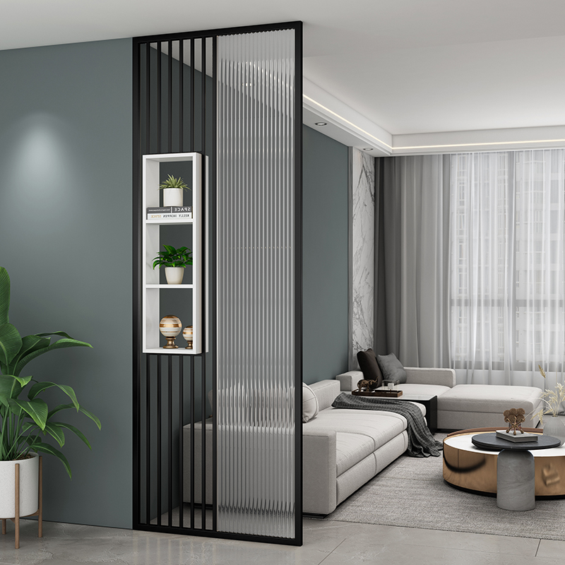 Shoji Screen Divider - Simple Modern Corrugated Tempered Glass Partition