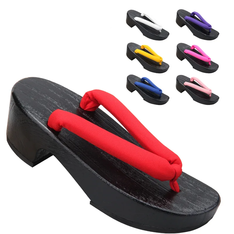 Geta Wooden Sandal - Women's Black Crescent Moon Shape Wood