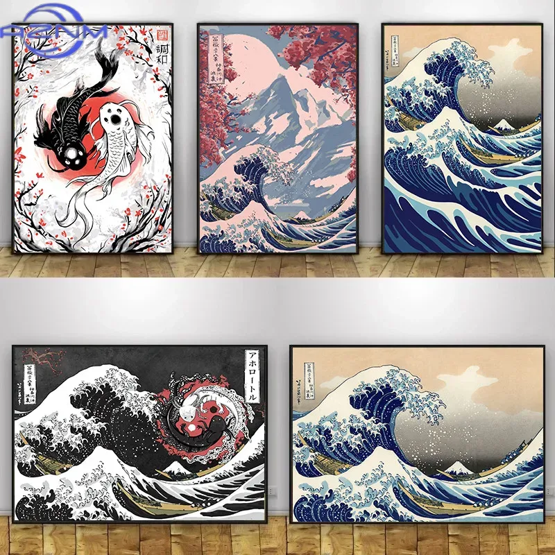 AZNM Canvas Painting Big Wavy  - đánh giá và giá Japanese Traditional Lifestyle