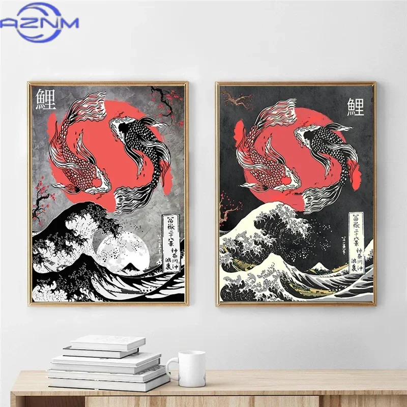 AZNM Canvas Painting Big Wavy  - đánh giá và giá Japanese Traditional Lifestyle