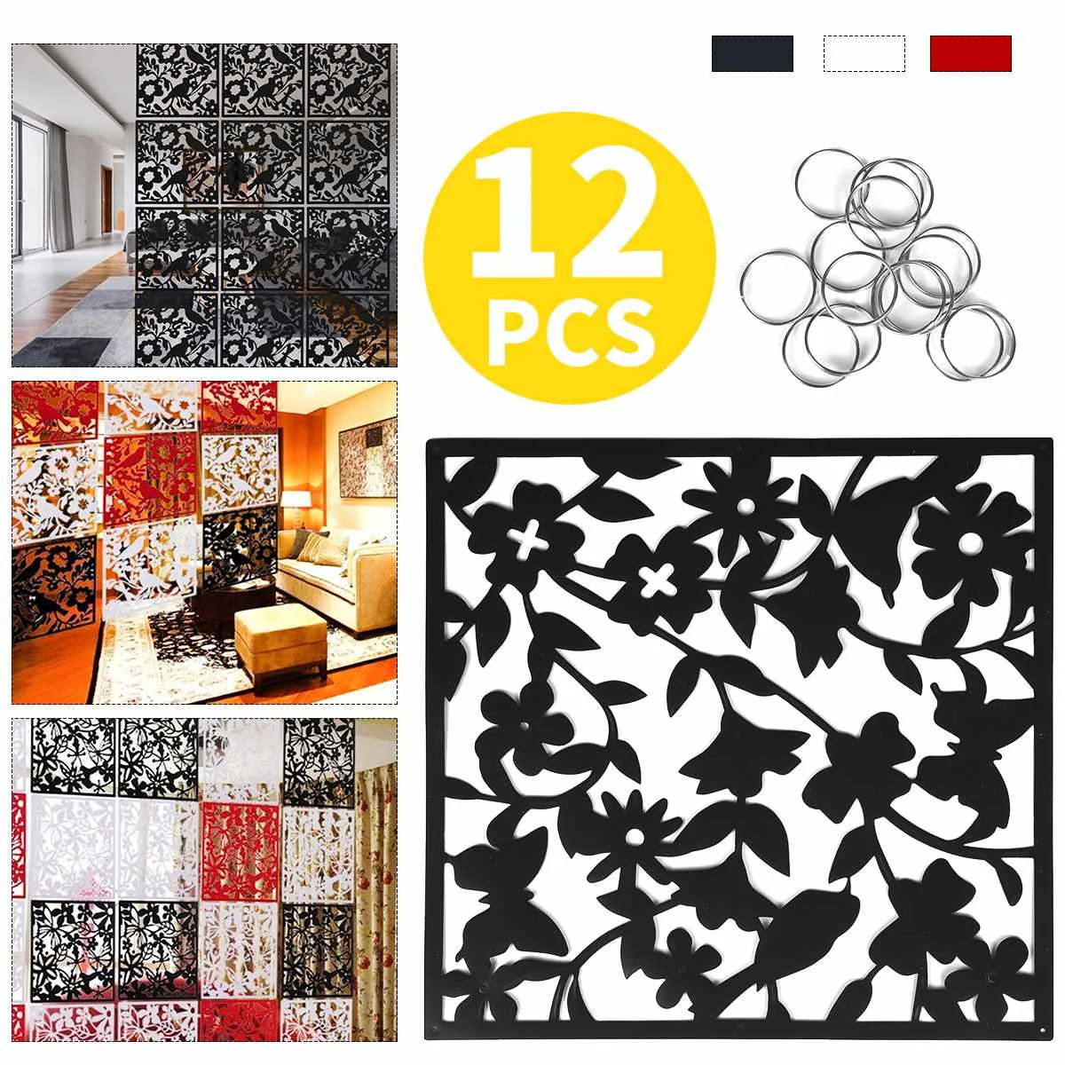 12pcs/set Black/White/Red Bird - đánh giá và giá Shoji Screen Divider